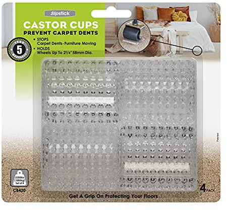 Slipstick CB420 2-1/4 Carpet Wheel Stabilizer Holder (Set of 4) Clear by Slipstick, L