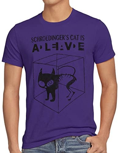 style3 Gatto di Schrödinger T-Shirt da Uomo, Dimensione:S;Colore:Viola