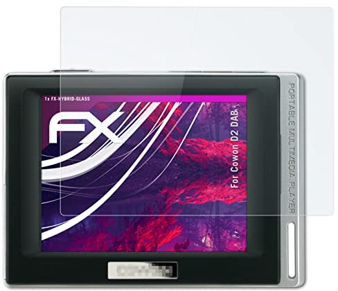 atFoliX Glasfolie kompatibel mit Cowon D2 DAB Panzerfolie, 9H Hybrid-Glass FX Schutzpanzer Folie