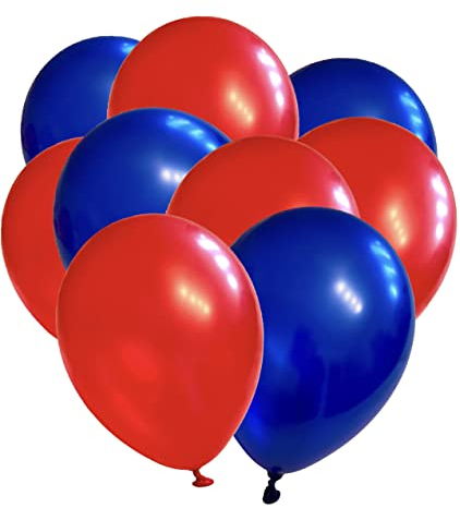 50 Luftballons Metallic - 27cm - Blau-Rot - Latex Luftballons für Geburtstage, Kindergeburtstage, Partys, Hochzeiten und Feste, Luft & Helium geeignet, EU Herstellung - Partyloon