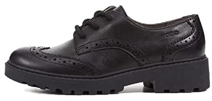 Geox J Casey Girl N Leather, Zapatos Niñas, Negro, 38 EU