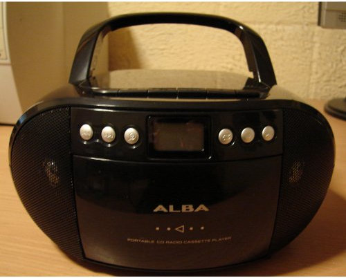 Alba Black and Silver Boombox Portable CD, Radio and Cassette Player