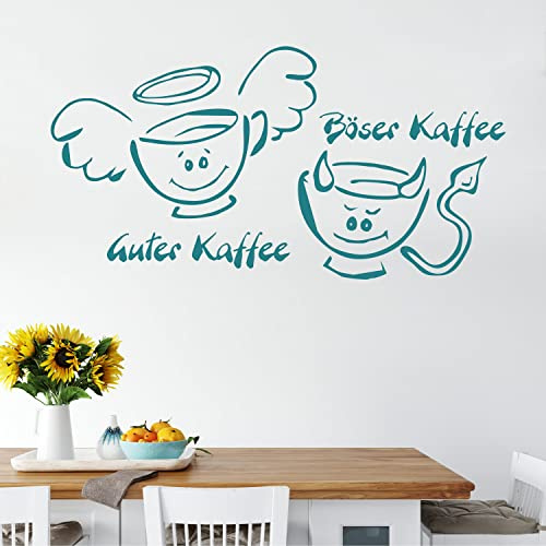 Wandtattoo Guter Kaffee Böser Küche Bad Wandaufkleber Küchendeko Café Vinyl | Selbstklebende Vinylfolie für Küche Café Bistro Esszimmer Möbel Glas Türen als dekorativer Blickfang Größe 60 x 35 cm Deko