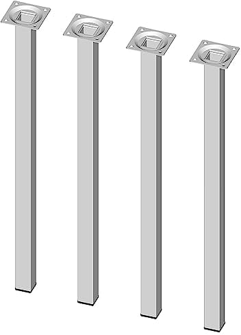 DIY Element System Möbelfuß eckig – Vierkant-Metallfuß, ideal als Tischbein für die Gestaltung individueller Möbelstücke – 25 x 25 mm, Länge 500 mm, Weiß