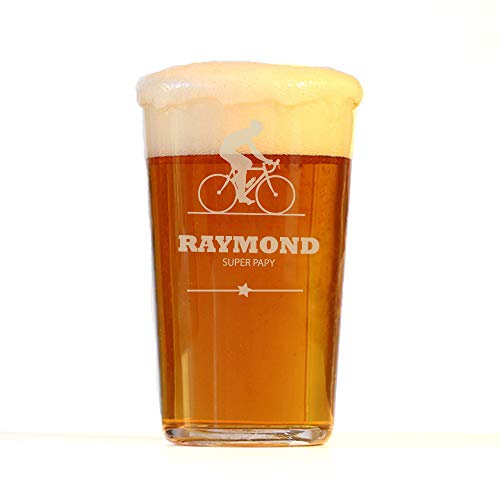 CADEAUX.COM - Verre à Bière Personnalisable 57 cl - Cyclisme - Idée Cadeau Avec Prénom et Message - Fête des Pères - Papa