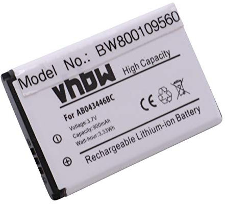 vhbw Batterie Remplacement pour Samsung AB553446BU, BST3108BC, AB533640BA, AB463446BC, BST3108BE pour téléphone Portable (900mAh, 3,7V, Li-ION)
