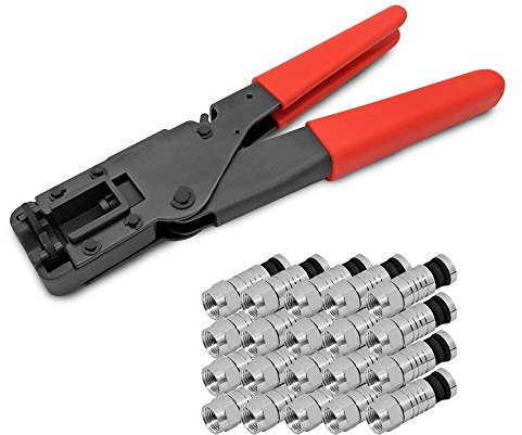 HD Kompressionszange Sat Kabel Zange 20 x F Kompressionsstecker 7-7,5 mm F - Stecker F-Kompressionsstecker Koaxialkabel TV Antennenkabel Koax 4K Pressstecker ARLI