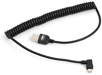 System-S Câble spiralé Extensible Micro USB 2.0 coudé 90 degrés (Droite/mâle) 50-135 cm