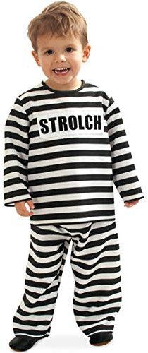 Kinderkostüm Kleiner Strolch, Oberteil mit Hose schwarz-weiß gestreift (92)