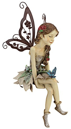 Design Toscano Fannie die Gartenfee Sitzende Statue, Polyresin, vollfarbe, 30,5 cm