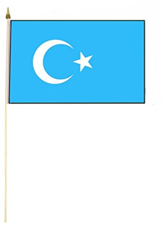 Stockflagge/Stockfahne OSTTURKESTAN/OST TURKESTAN/UIGUREN Flagge/Fahne ca. 30 x 45 cm mit ca. 60cm Stab/Stock