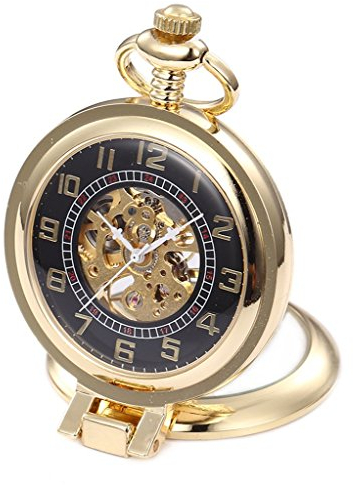 Unendlich Recht-Winkel Retro Handaufzug Mechanische Taschenuhr kleine Standuhr Hohle Skelett Kettenuhr Pullover Halskette Gold