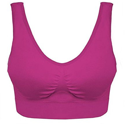 Boolavard Soutien-Gorge Rembourré Sportif Dentelle -Top Sport Bra Blanc, Beige, Noir, Bébé Rose, Violet, Turquoise, Aqua, Rose Cerise (XXXL 52+, Rose Cerise)