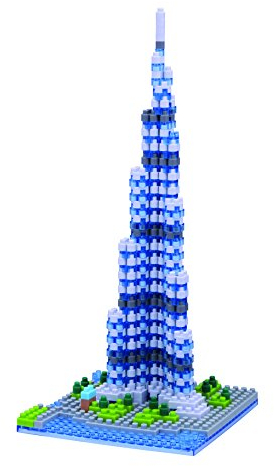 nanoblock NBH-122 - Burj Khalifa, Minibaustein 3D-Puzzle, Sights to See Serie, 550 Teile, Schwierigkeitsstufe 3, schwer