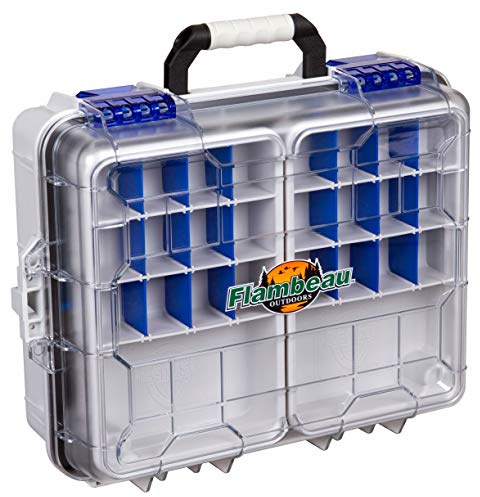 Flambeau Outdoors 3000WPNC Waterproof Satchel 3000, Portable Waterproof Tackle Box with Trays, Gray/Clear - without Bottom Cage