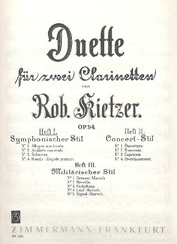Duette für 2 Klarinetten opus.94 Band 1: Sinfonischer Stil