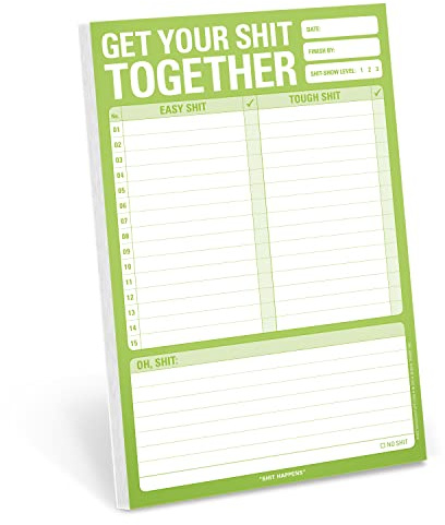 Knock Knock Get Your Shit Together Pad, To Do List Note Pad, 6 x 9-inches