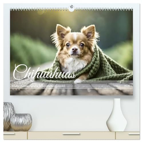 Chihuahuas - Kleine Hunde - große Temperamentbündel (hochwertiger Premium Wandkalender 2026 DIN A2 quer), Kunstdruck in Hochglanz: Vorwitzige Chihuahuas begleiten durchs ganze Jahr (CALVENDO Tiere)