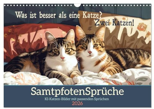 Samtpfotensprüche (Wandkalender 2026 DIN A3 quer), CALVENDO Monatskalender: KI-Katzen-Bilder mit passenden Sprüchen (CALVENDO Spass)