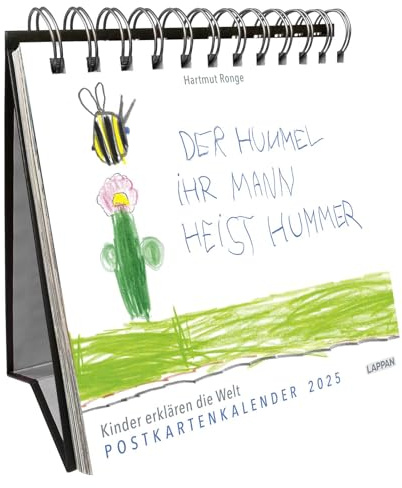 Der Hummel ihr Mann heist Hummer – Postkartenkalender 2025: Kinder erklären die Welt | Wochenkalender zum Aufstellen, Tischkalender mit Spiralbindung und 53 Postkarten zum Heraustrennen (Kindermund)