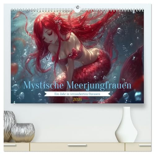Mystische Meerjungfrauen: Ein Jahr in verzauberten Ozeanen (hochwertiger Premium Wandkalender 2026 DIN A2 quer), Kunstdruck in Hochglanz: Tauche ein ... durch das Jahr begleiten. (CALVENDO Kunst)