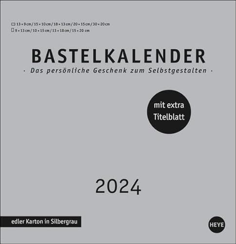 Bastelkalender 2024 Premium silbergrau groß. Blanko-Kalender zum Basteln mit extra Titelblatt für eine persönliche Gestaltung. Foto- und Bastelkalender 2024.