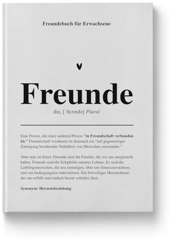 Rundfux Freundebuch für Erwachsene - Extra Groß in DIN A4 mit edler Heissfolienprägung auf dem Cover - 28 Freunde