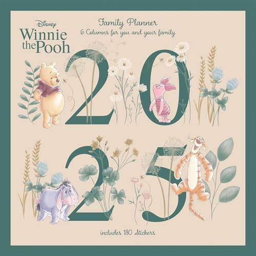 Pyramid - Winnie the Pooh 2025 Familienplaner, 30x30cm, Familienkalender mit Abenteuern von Winnie Pooh & Freunden, Monatskalender mit 6 Spalten und Sticker Sheet, nachhaltig nur mit Papierumschlag