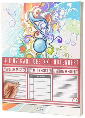 Mein Notenheft / 86 Seiten, 44 Blätter, 12 Systeme / Mit Register und Seitenzahlen / PR301 „Farbig“ / DIN A4 Soft Cover
