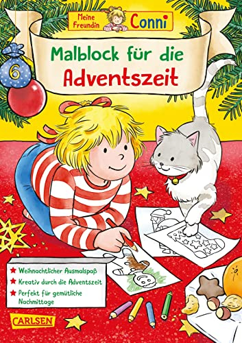 Conni Gelbe Reihe (Beschäftigungsbuch): Mein Malblock für die Adventszeit: Weihnachten kann kommen! Kuschlige Ausmalbilder und Bilderrätsel für Kinder ab 4 Jahren