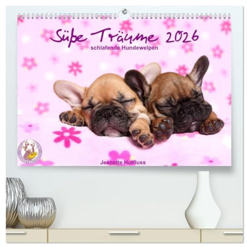 Süße Träume 2026 - schlafende Hundewelpen (hochwertiger Premium Wandkalender 2026 DIN A2 quer), Kunstdruck in Hochglanz: träumen Sie mit ... (CALVENDO Tiere)
