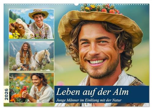 Leben auf der Alm. Junge Männer im Einklang mit der Natur (Wandkalender 2026 DIN A2 quer), CALVENDO Monatskalender: Gute Laune und Freiheit in der Bergwelt (CALVENDO Menschen)