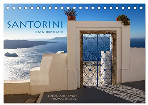 Santorini Fira & Firostefani (Tischkalender 2026 DIN A5 quer), CALVENDO Monatskalender (CALVENDO Orte)