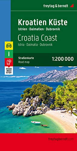 Kroatien Küste, Istrien - Dalmatien - Dubrovnik, Autokarte 1:200.000 (freytag & berndt Auto + Freizeitkarten)