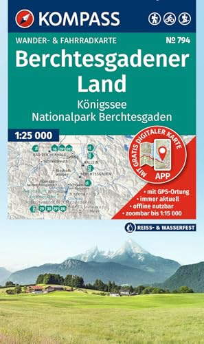 KOMPASS Wanderkarte 794 Berchtesgadener Land, Königssee, Nationalpark Berchtesgaden 1:25.000: Wander- und Fahrradkarte in einem - inklusive ... der KOMPASS-App. Wander-& Radwege. Skitouren.