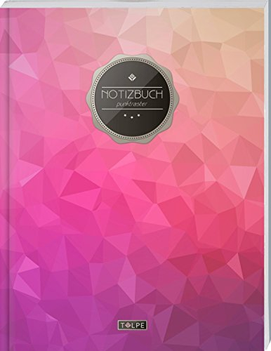 TULPE Punktraster Notizbuch A4 „C074 Dreiecke“ (140+ Seiten, Vintage Softcover, Punktkariertes Papier - Bullet Journal, Dickes Notizheft, Skizzenbuch, Tagebuch, Gepunktete Seiten, Dot Grid Notebook)