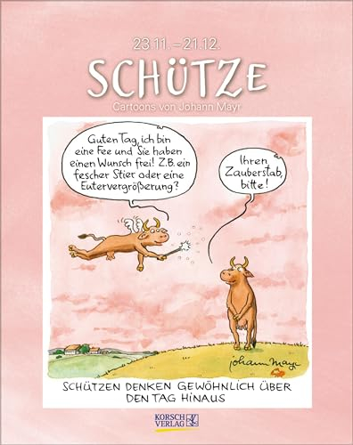 Wandkalender Schütze 2025: Sternzeichenkalender-Cartoonkalender als Wandkalender im Format 19 x 24 cm.