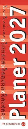 Langplaner, rot 2027: Praktischer Streifenkalender fürs Büro. Länglicher Wandkalender mit genug Platz zum Eintragen. Terminkalender 2027. 11 x 49 cm