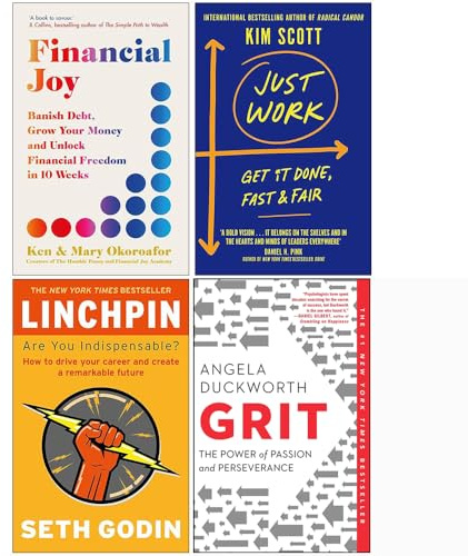Financial Joy, Just Work [Hardcover], Linchpin Are You Indispensable? & Grit 4 Books Collection Set