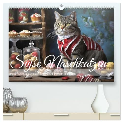 Süße Naschkatzen - Pelzige Leckermäulchen zwischen süßen Desserts und Torten (hochwertiger Premium Wandkalender 2026 DIN A2 quer), Kunstdruck in ... so süß wie Leckereien (CALVENDO Tiere)