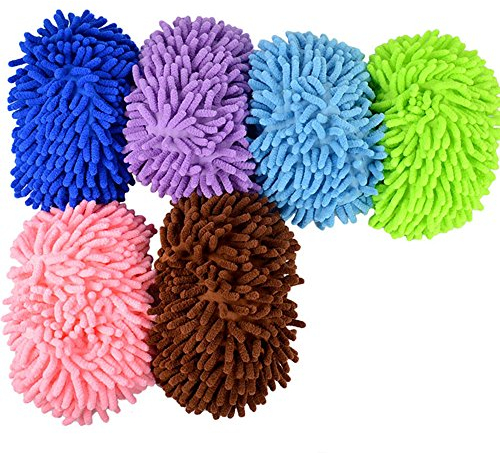Szaerfa 1 par Piso de la casa Pie Calcetín Zapato Mop Slipper Perezoso Quick Polishing Limpieza Polvo -Colores aleatorios