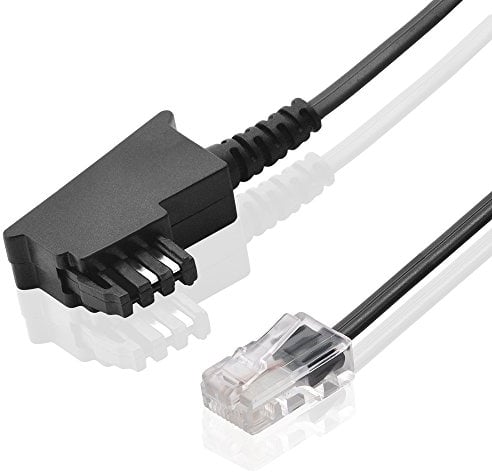 BestPlug 50cm Internet DSL Patch LAN Router Kabel, TAE-F Stecker auf RJ45 Stecker, Schwarz (verbesserte Ausführung v5.14)
