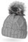 Neverless gefütterte Damen Strickmütze mit Fell-Bommel und Fleece-Futter, Kunstfell, Winter-Mütze, Bommelmütze, Hellgrau Unisize