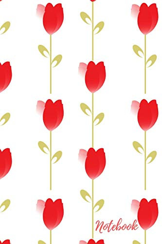 Notebook: Red Tulip Rose Blank Lined Journal For Flower Lovers