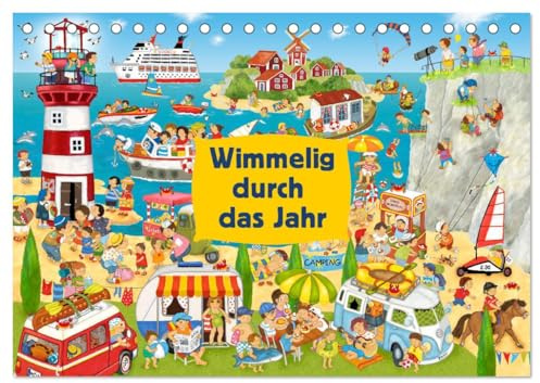 Wimmelig durch das Jahr (Tischkalender 2026 DIN A5 quer), CALVENDO Monatskalender: Lustige Wimmelbilder für Kinder (CALVENDO Spass)