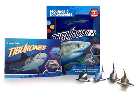 Phidal Tiburones Pequeños Exploradores - Libros de actividades para niños, 22 páginas para descubrir datos curiosos, 4 figuras
