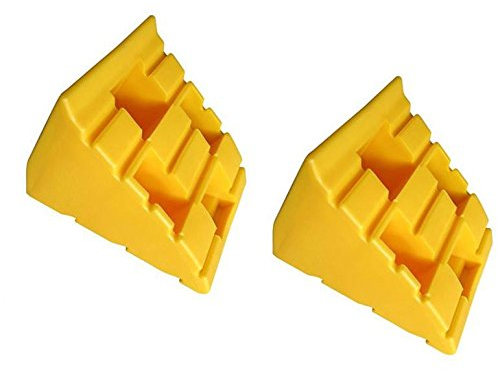 KATSU Calzos Ruedas Coche 2PCs Calidad Portátil de Alta Visibilidad Amarillo Calzos Caravana Camper Nivelación Nivel Rampa Cuñas para Remolque, RV, Camión, ATV 161913