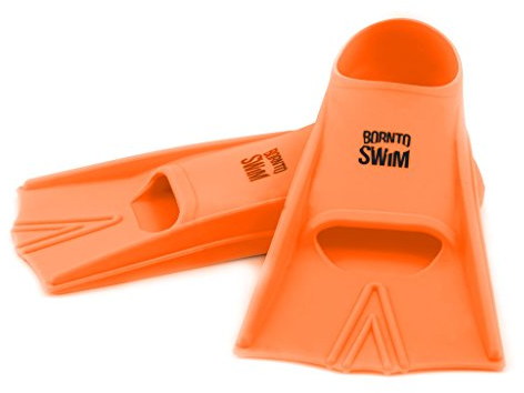 BornToSwim Erwachsene Schwimmflossen Kurze Trainingsflossen Aus Silikon, Orange, 39-41