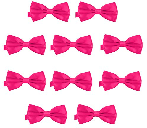 DonDon 10er Set Herren Fliege 12 x 6 cm gebunden und längenverstellbar pink