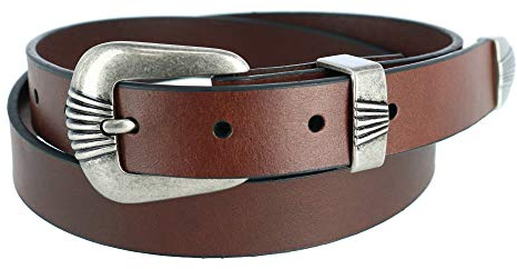 Wrangler Women's 3 Piece Belt with Veg Tanned Leather, Xlarge, Brown